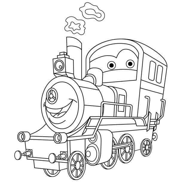 Desenhos de Trem de Desenhos Animados Divertido para colorir