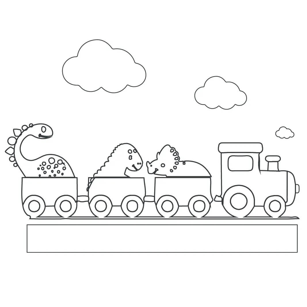 Trem de Dinossauros para colorir