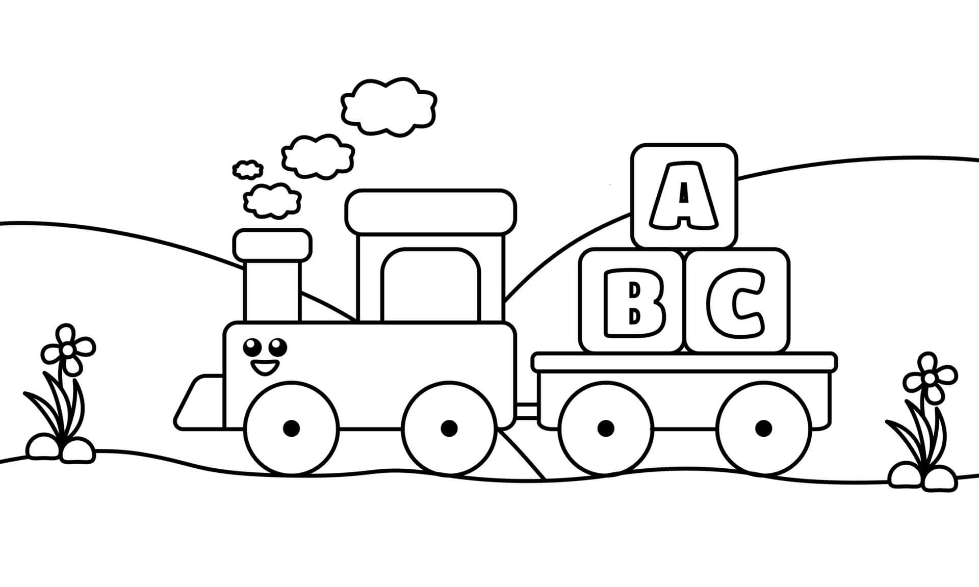 Desenhos de Trem Fofo para colorir