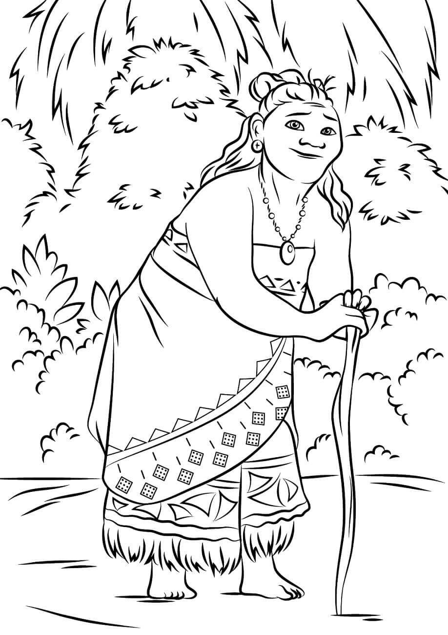 Vovó Tala Sorrindo na Selva para colorir
