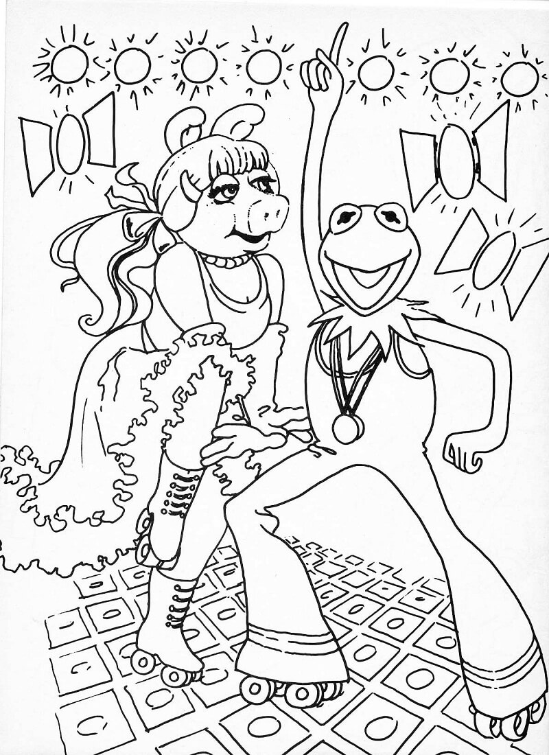 Kermit e Piggy dos Muppets 2 para colorir