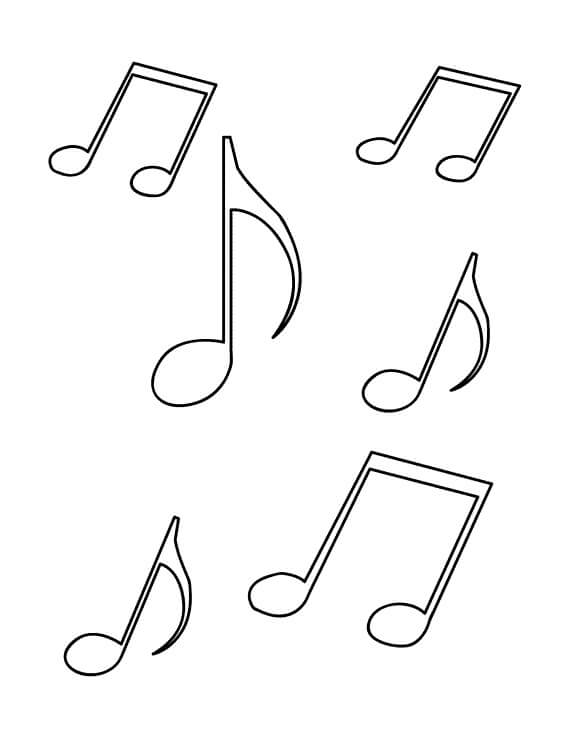 Desenhos de Notas Musicais Básicas para colorir