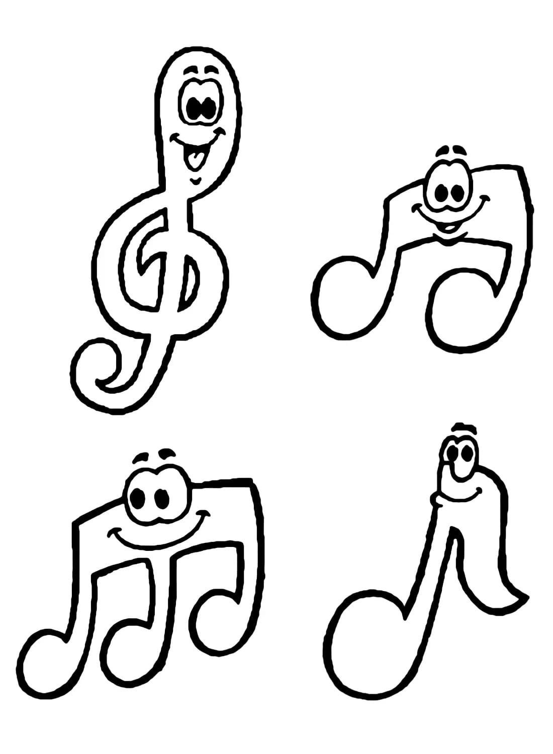 Notas Musicais Emoji para colorir