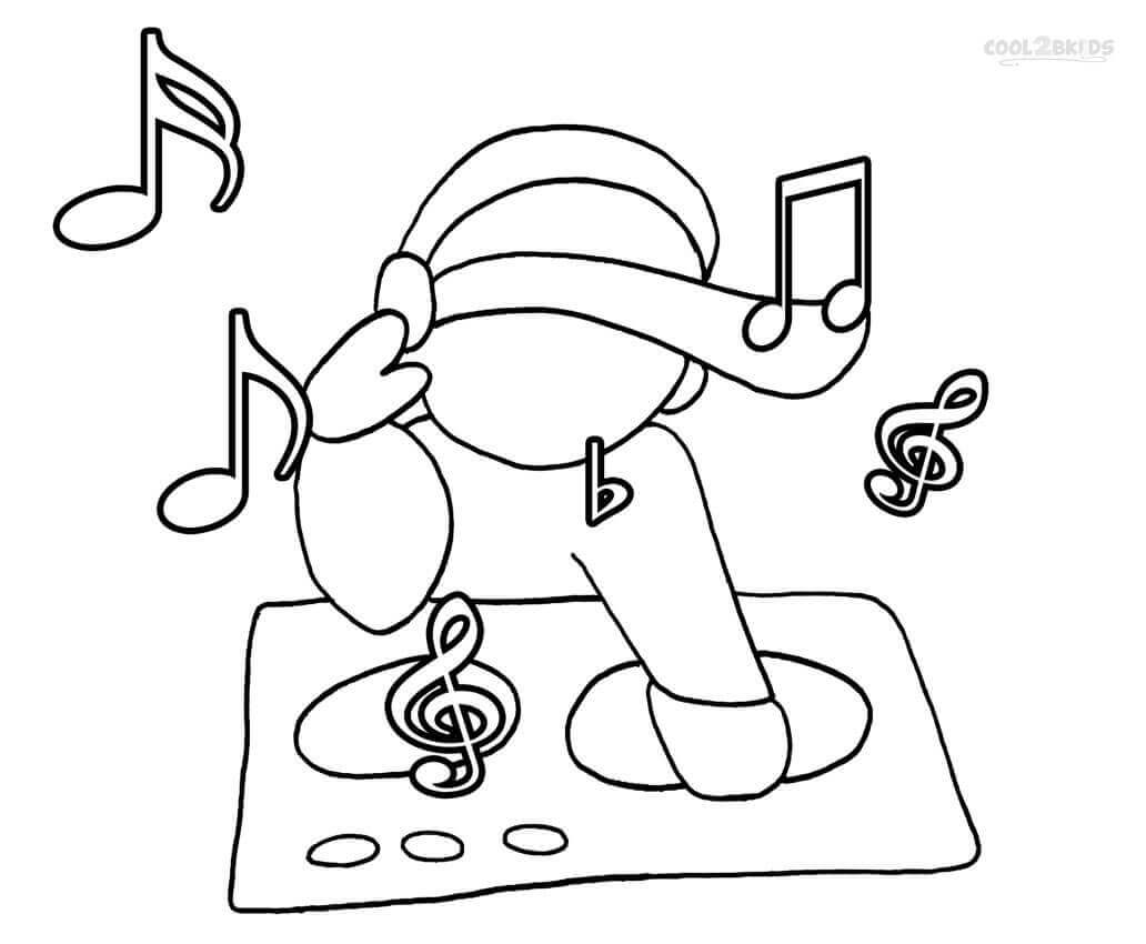 Desenhos de Notas Musicais de DJ para colorir