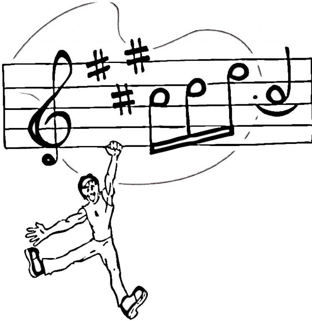 Desenhos de Notas de Homem e Música para colorir