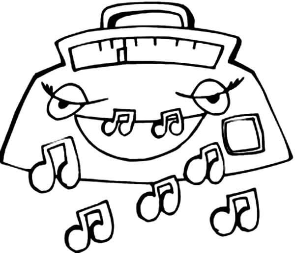 Desenhos de Rádio Expelindo Notas de Música para colorir