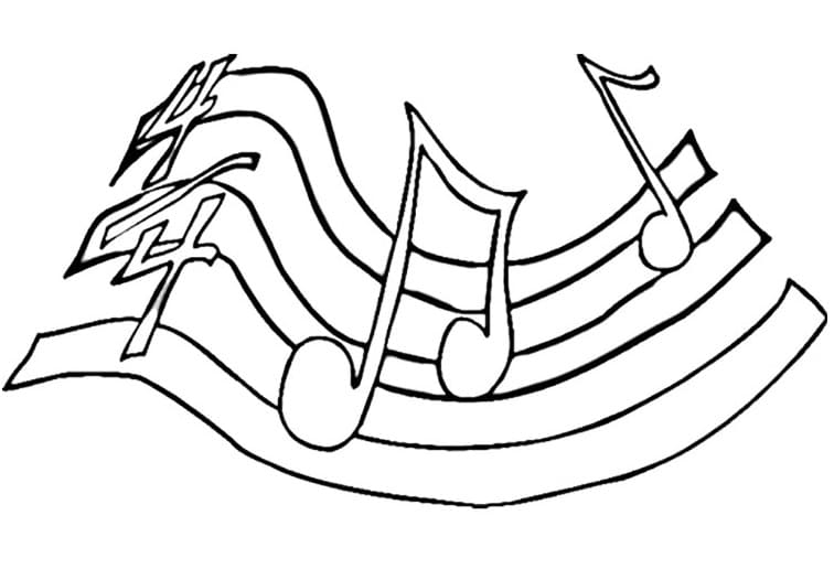 Desenho de notas musicais grátis para colorir