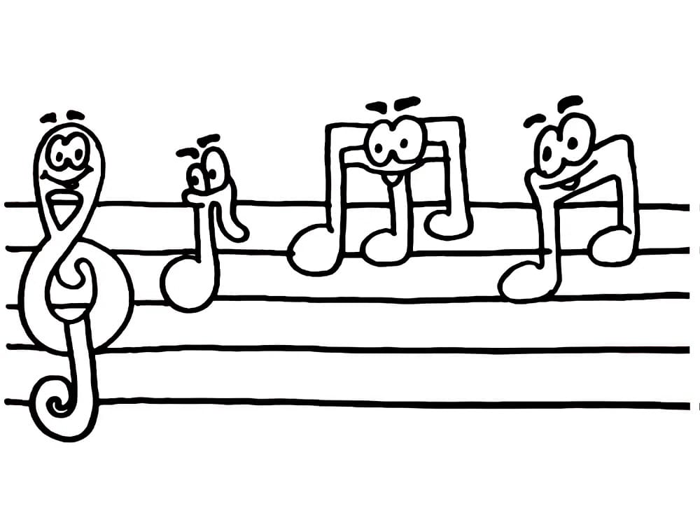 Notas musicais engraçadas grátis para colorir