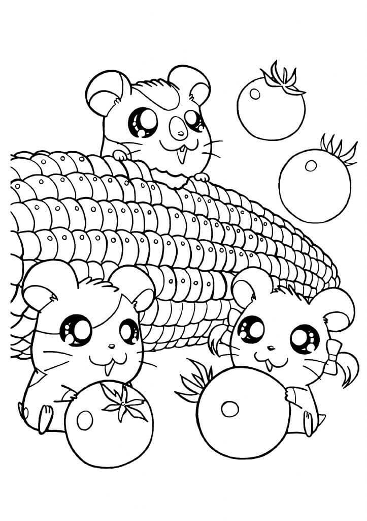 Desenhos de Adoráveis Três Ratos para colorir