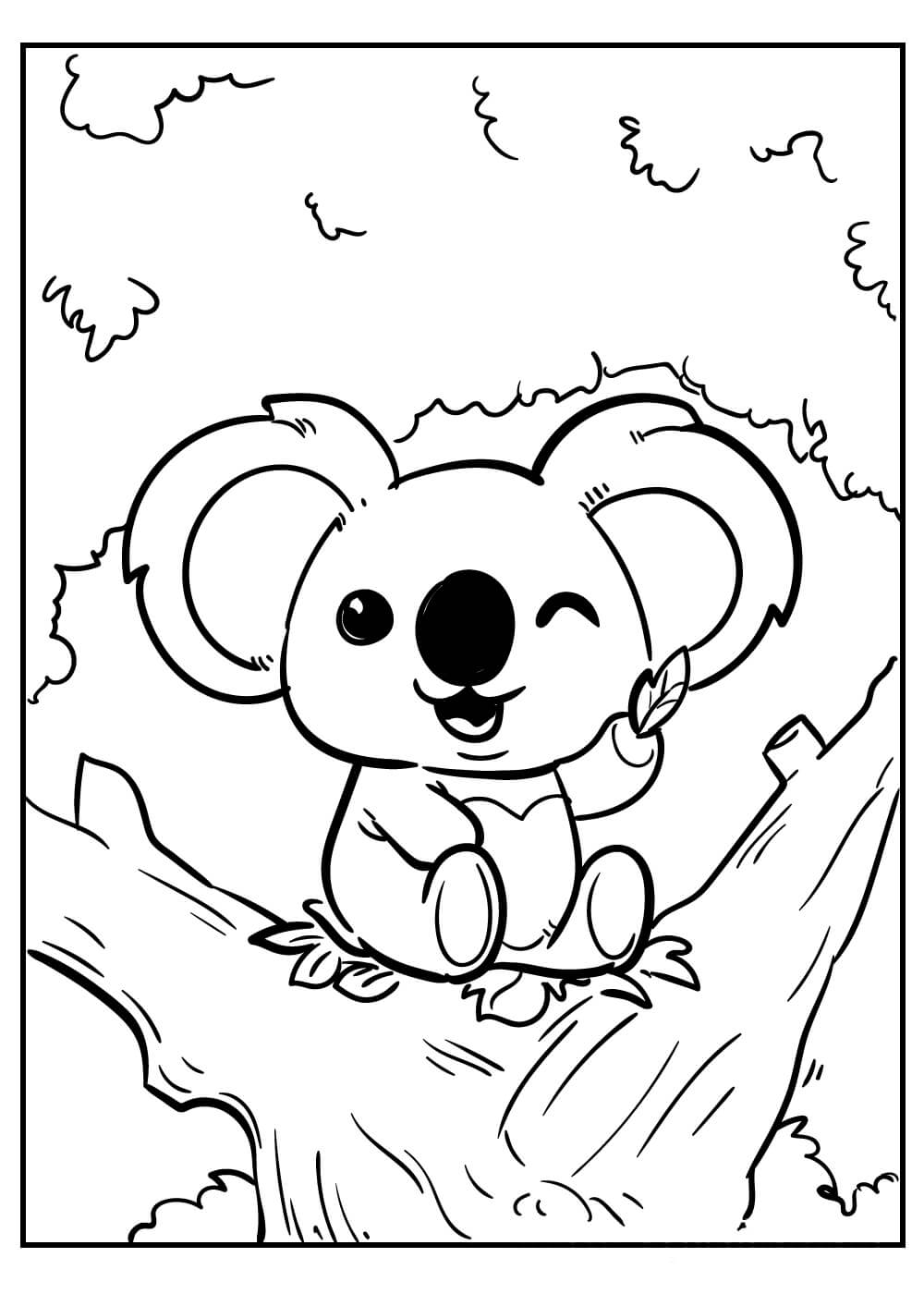 Adorável Diversão Koala para colorir
