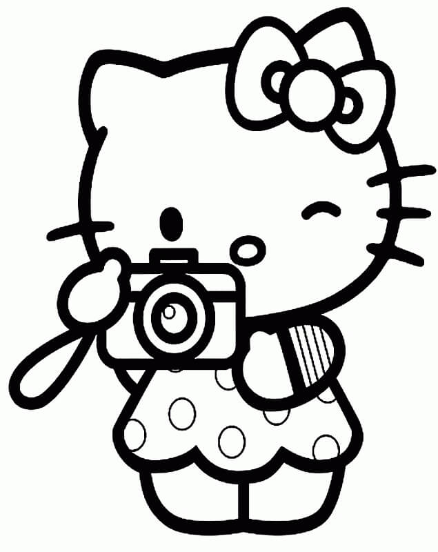 Adorável Hello Kitty para colorir