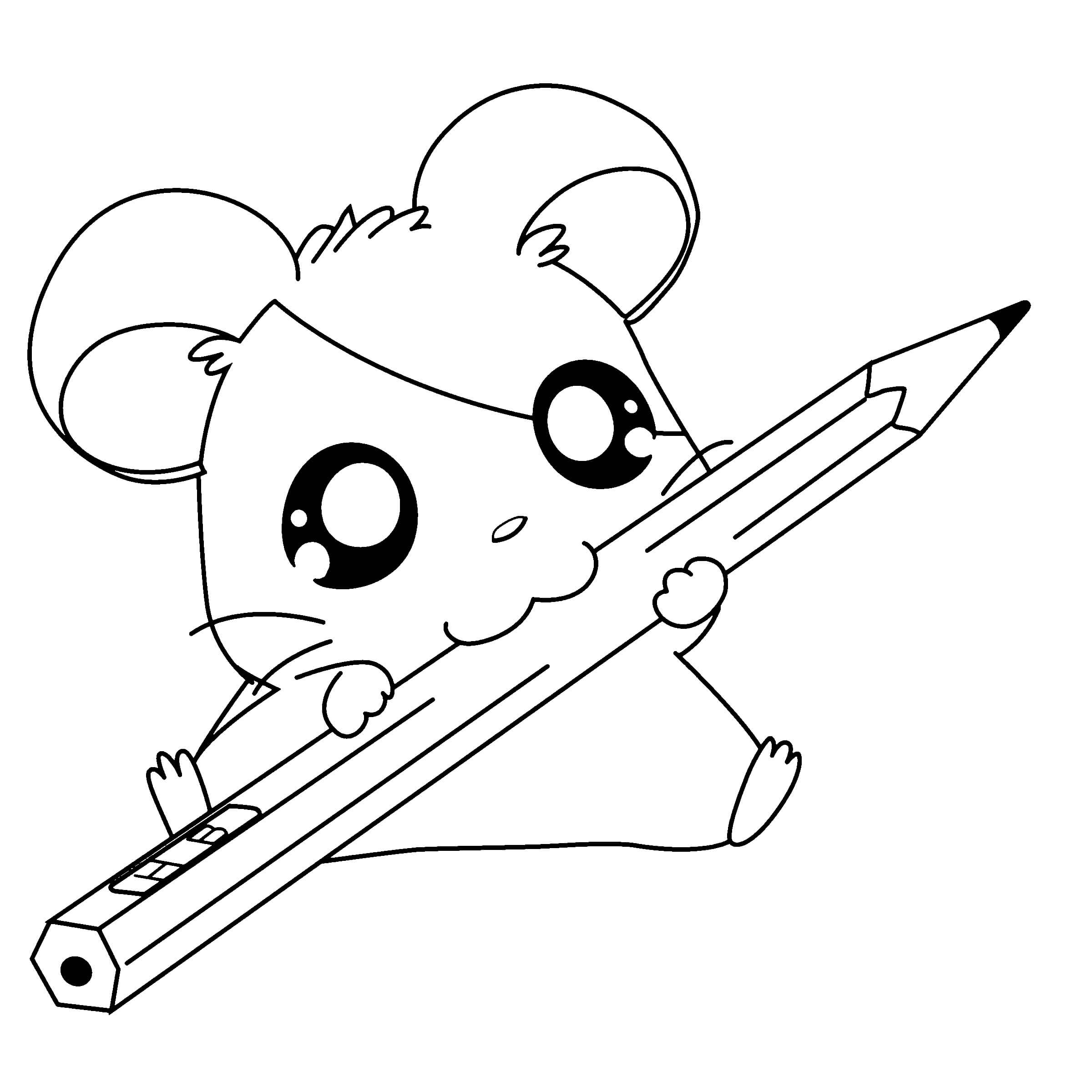 Adorável Rato com Lápis para colorir