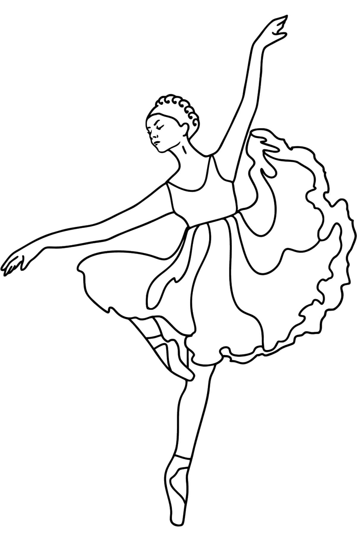 Desenhos de Bailarina em Vestido Lilás para colorir
