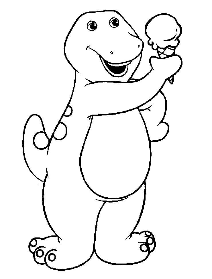 Desenhos de Barney com Sorvete para colorir