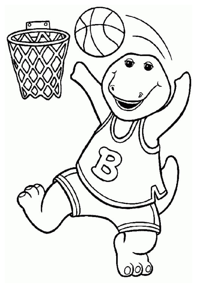 Barney jogando Basquete para colorir