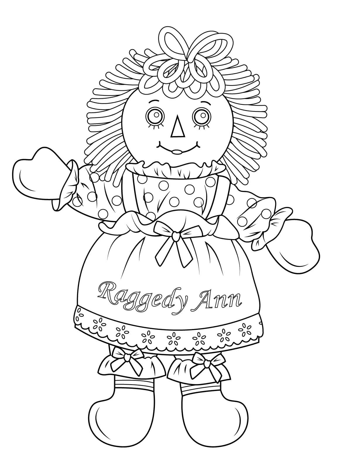 Boneca Raggedy Ann para colorir