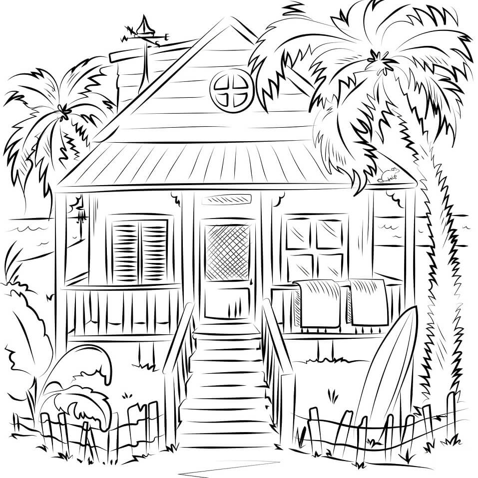 Desenhos de Casa de Praia para colorir