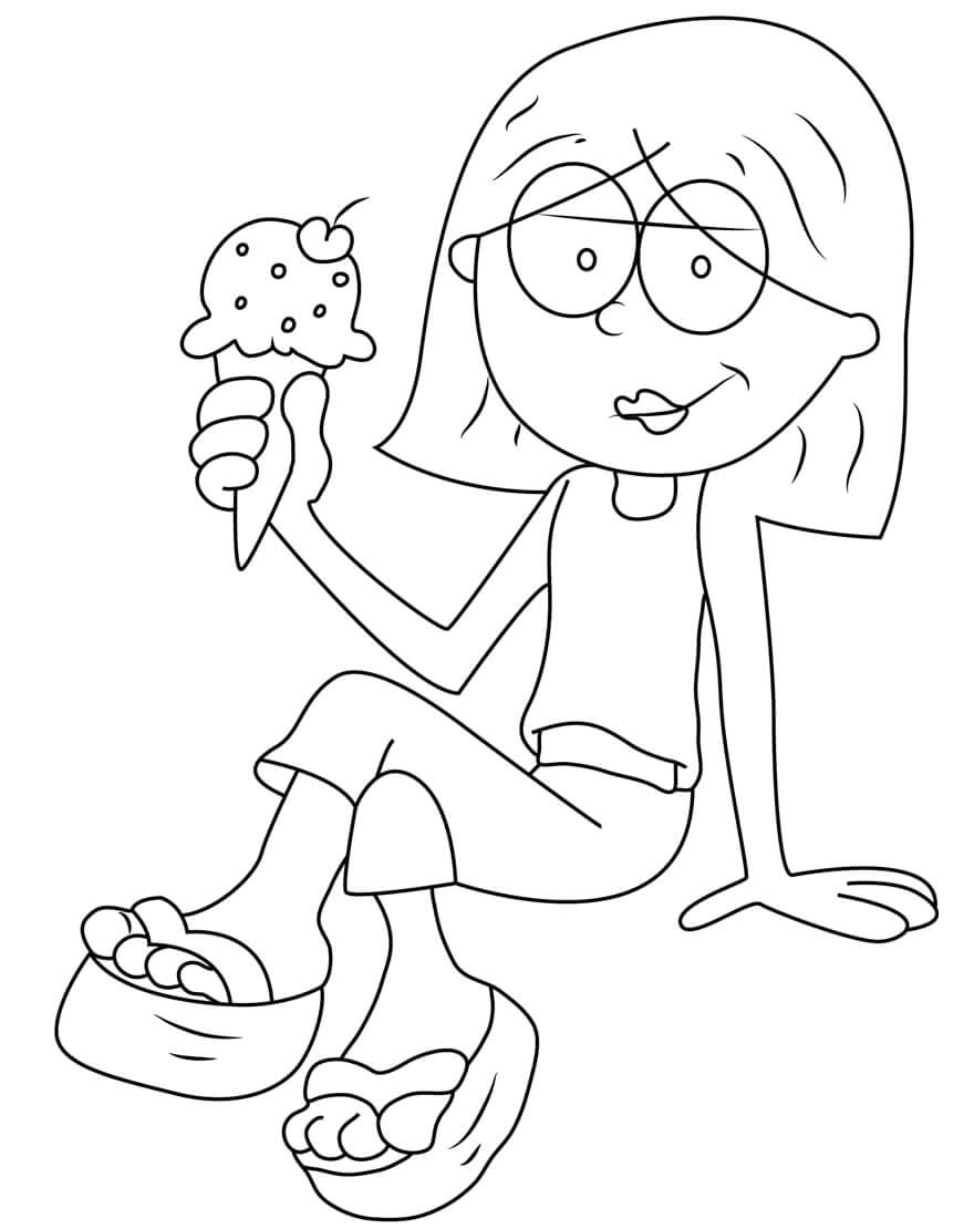 Lizzie McGuire com sorvete para colorir