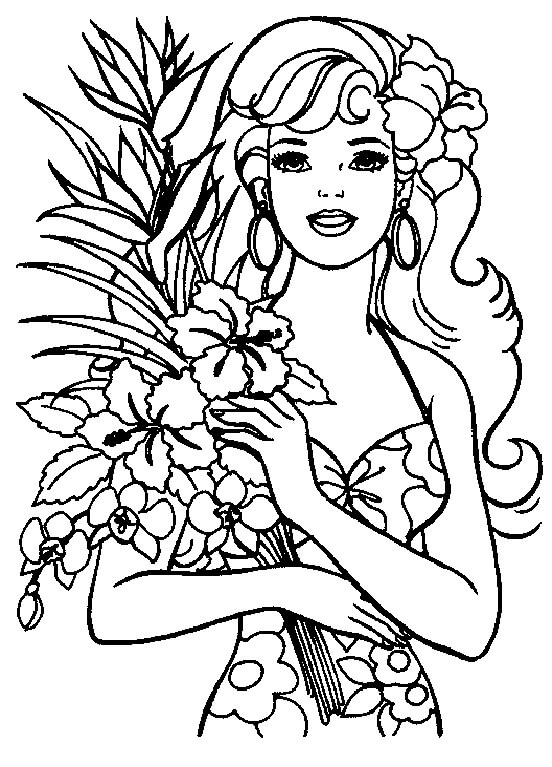 Desenhos de Menina Adolescente Segurando uma Flor para colorir