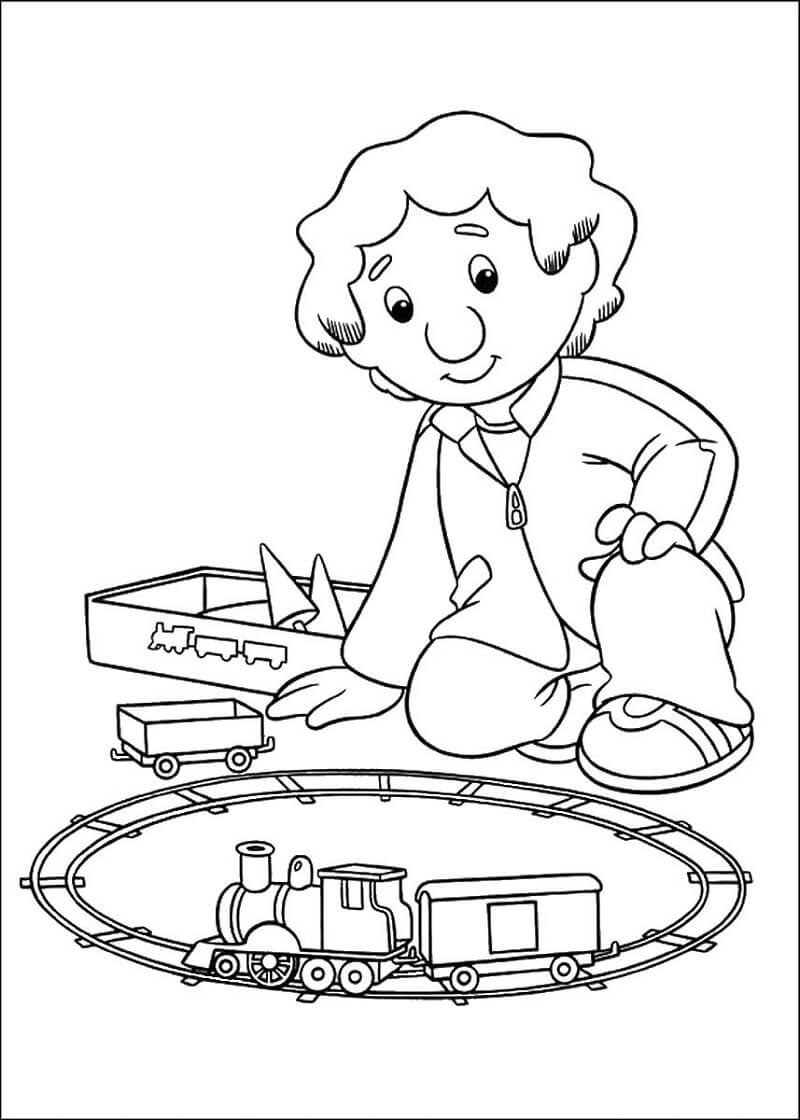 Desenhos de Menino com Trem de Brinquedo para colorir