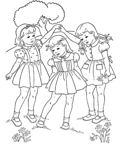 Três Meninas Adolescentes para colorir