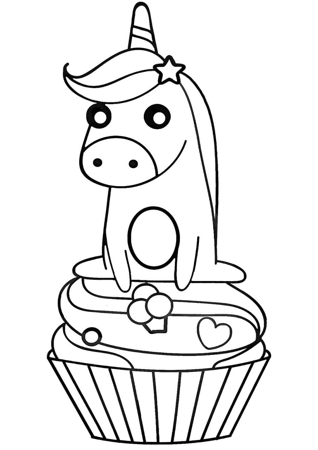 Desenhos de Unicórnio Sentado no Cupcake para colorir