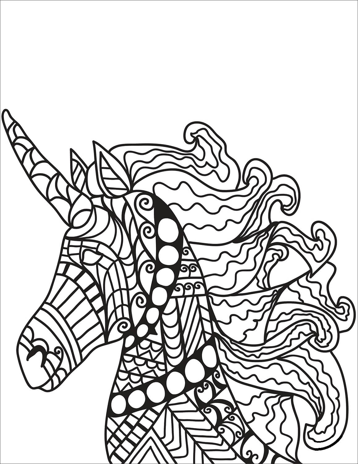Desenhos de Unicórnio Zentangle para colorir