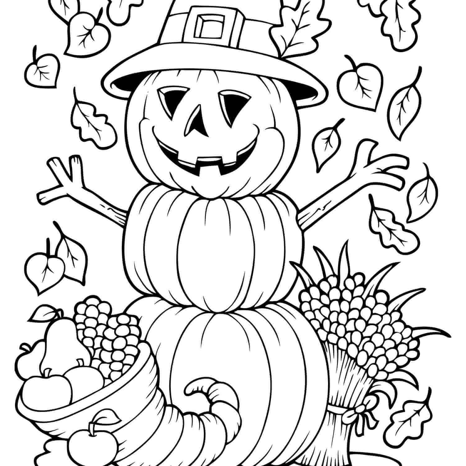 Desenhos de Alimentos, Frutas e Abóbora do Outono para colorir