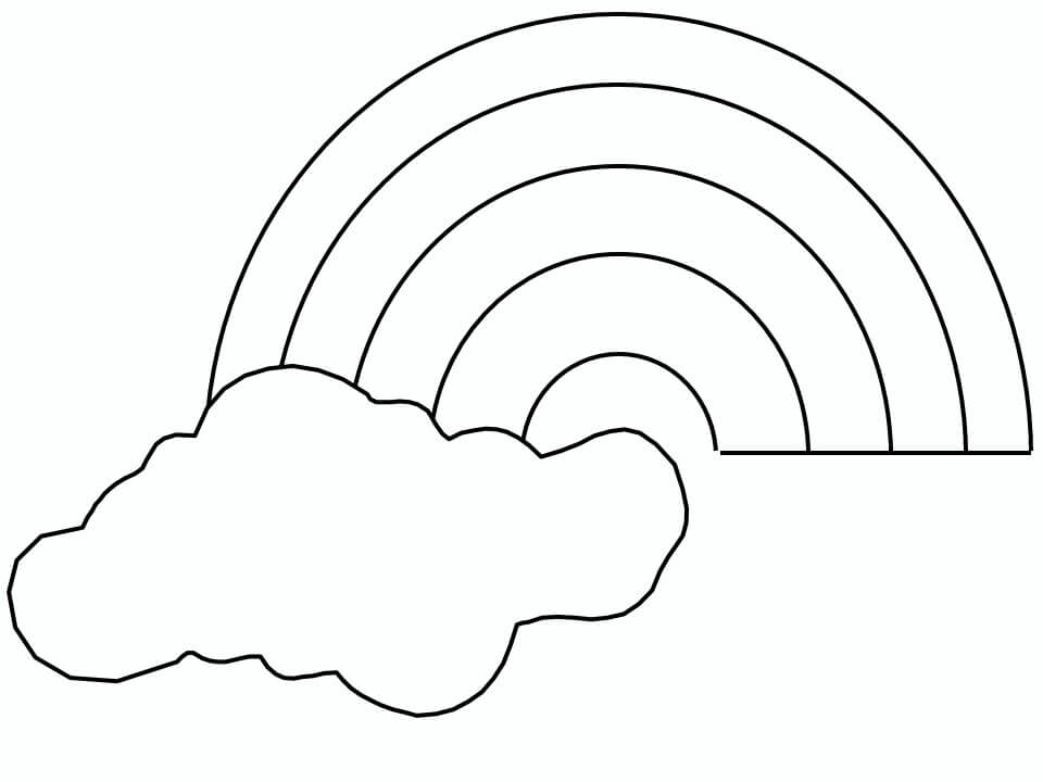 Desenhos de Arco-íris e Nuvem Fáceis para colorir