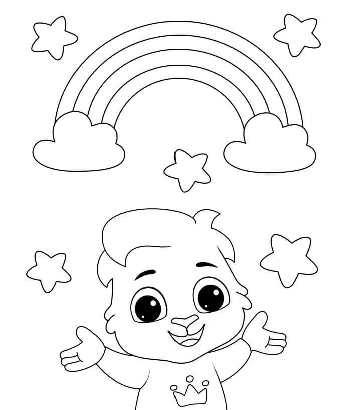 Desenhos de Bom Arco-íris com Estrelas para colorir