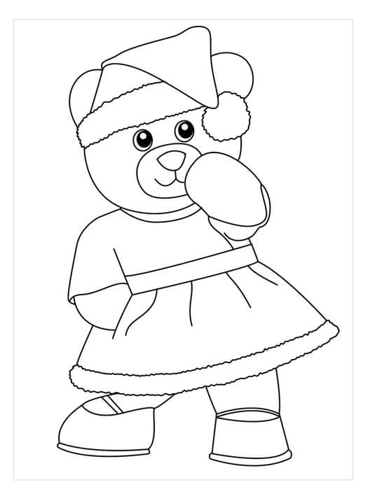 Desenhos de Lindo Ursinho de Pelúcia no Natal para colorir