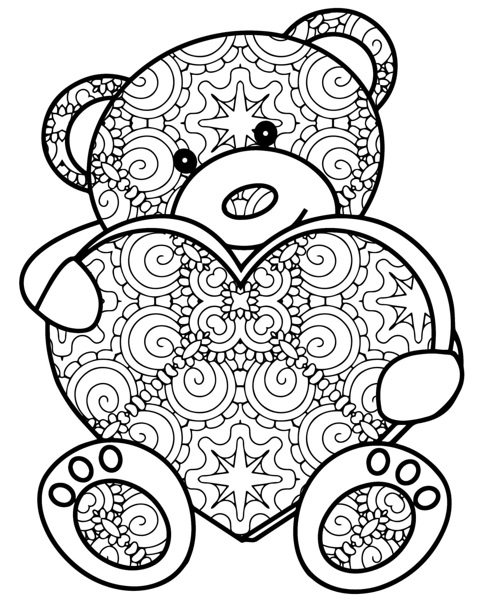 Desenhos de Mandala de Ursinho para colorir