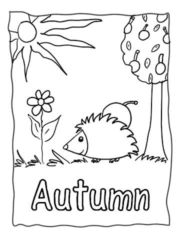Desenhos de Ouriço no Outono para colorir