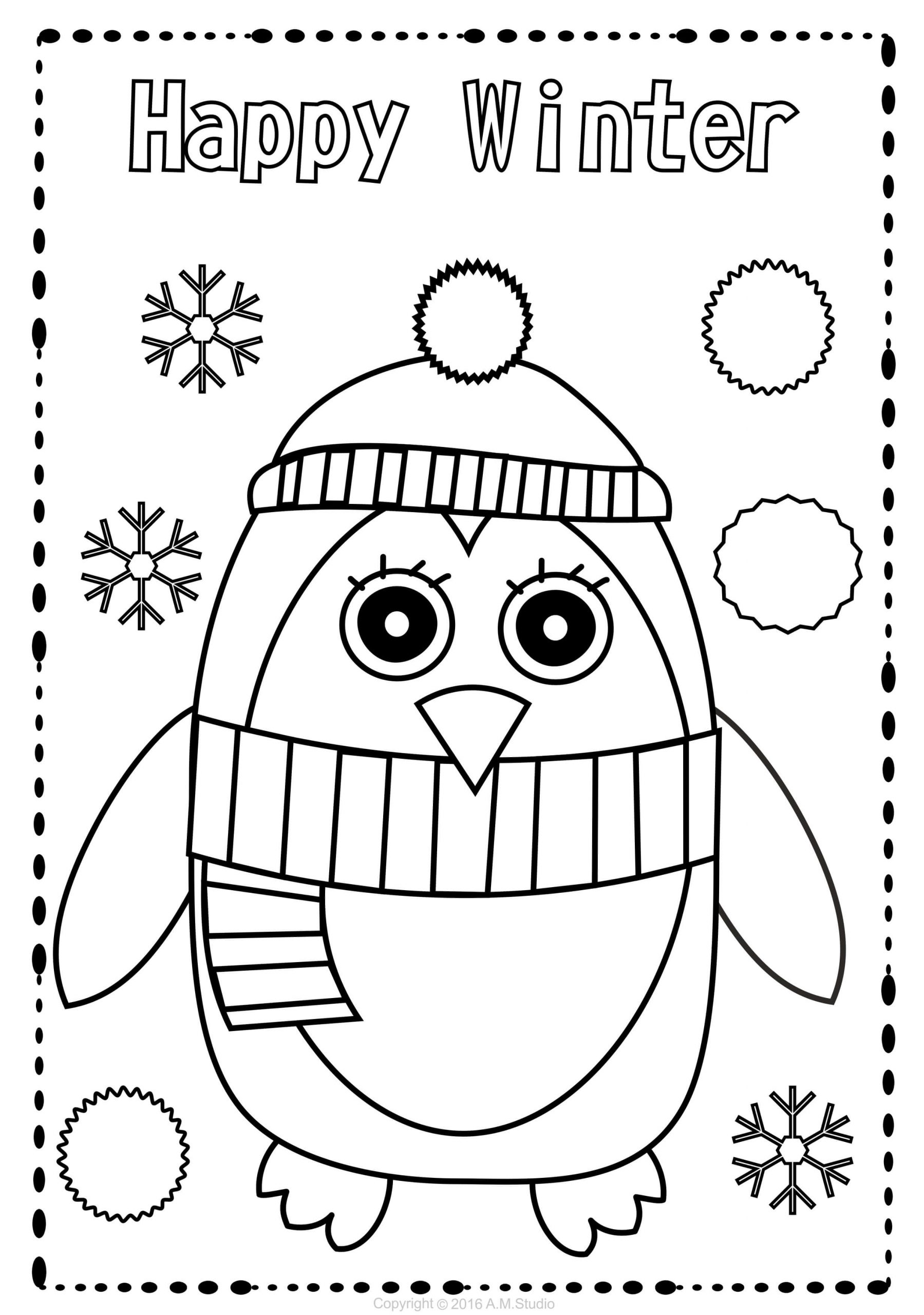 Desenhos de Pinguim Feliz Inverno para colorir