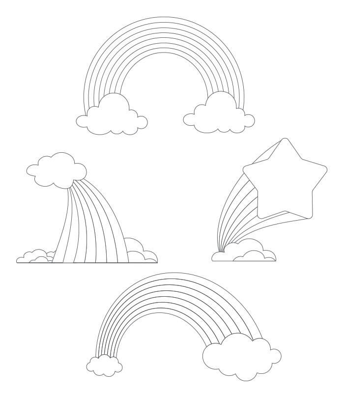 Desenhos de Quatro Arcos-íris para colorir