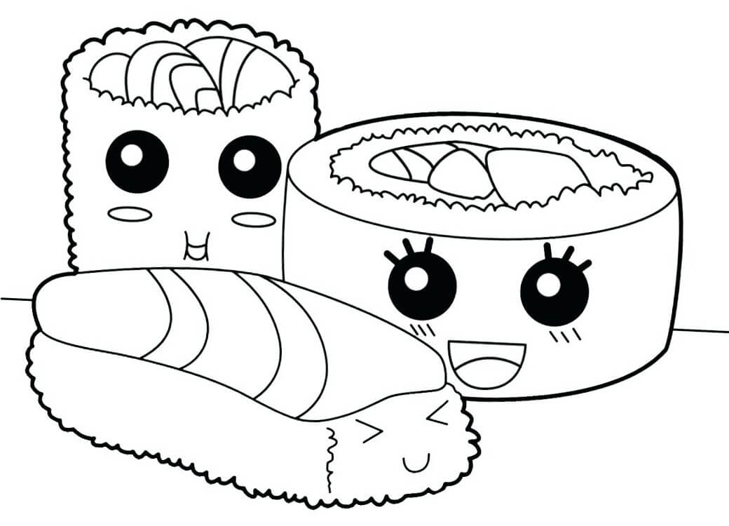 Desenhos de Sushi Adorável para colorir