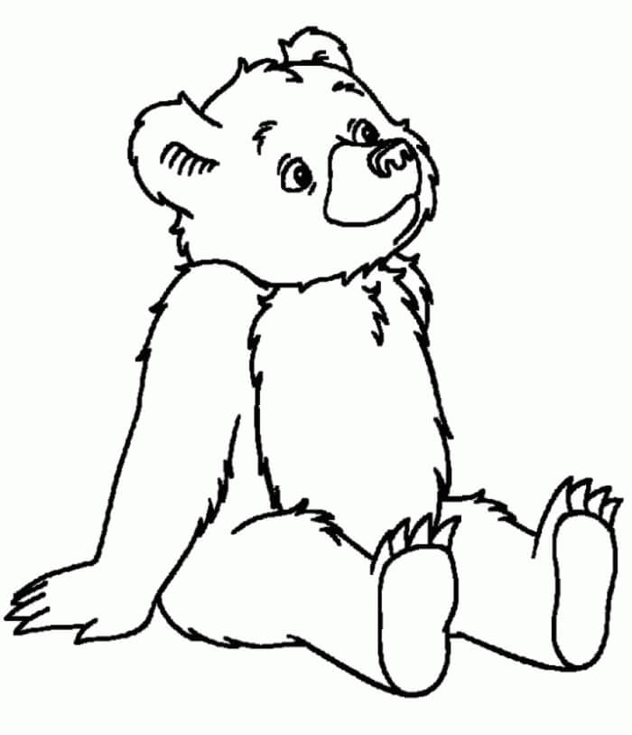 Desenhos de Urso de Pelúcia Engraçado Sentado para colorir