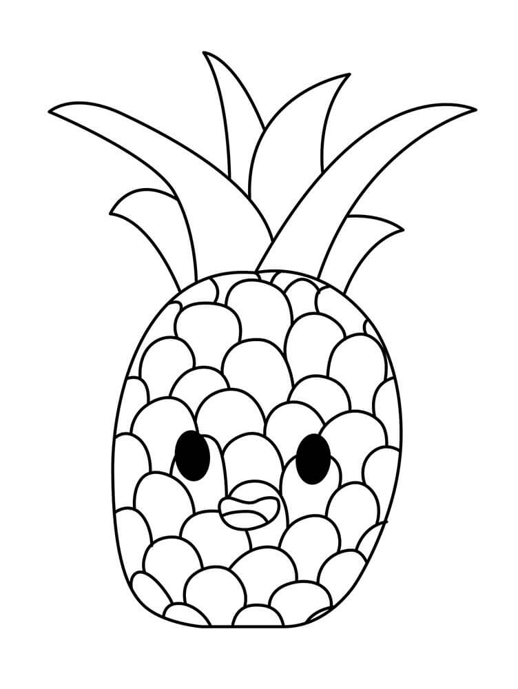 Abacaxi Desenho Animado para colorir