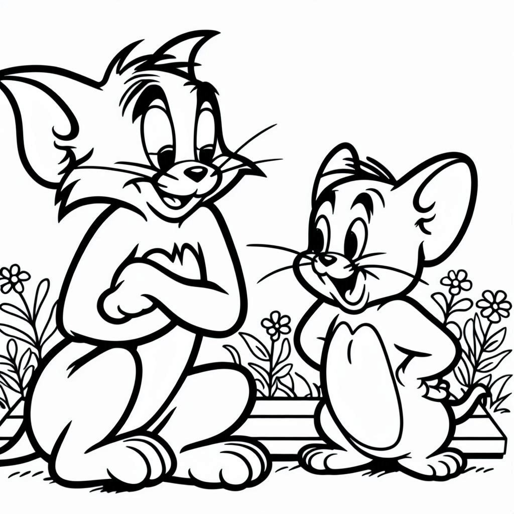 Desenho animado Tom e Jerry para colorir