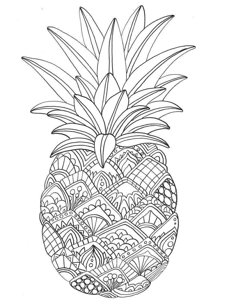 Desenhos de Fruta Abacaxi 5 para colorir