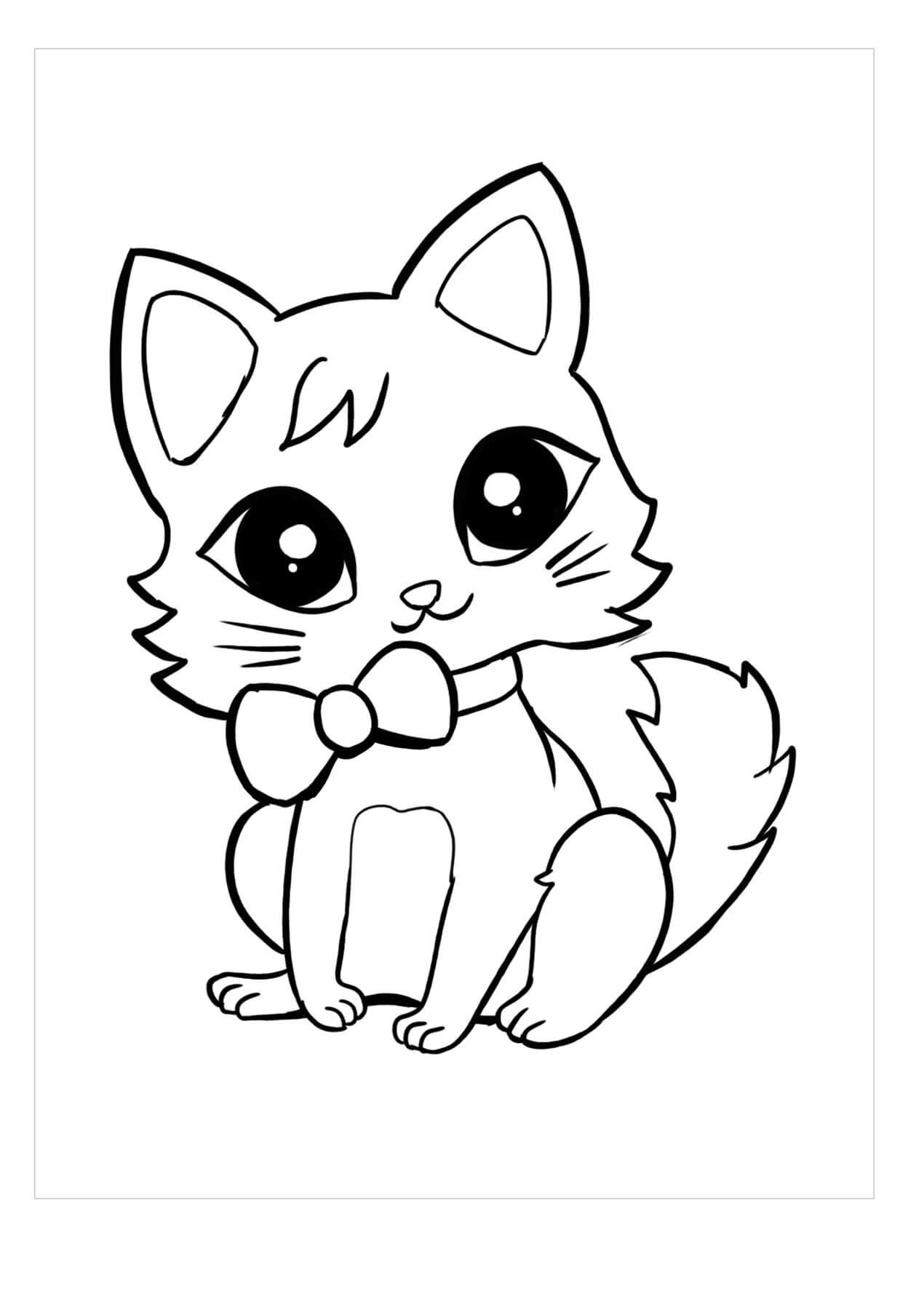 Desenhos de Gato Usando Gravata Borboleta para colorir