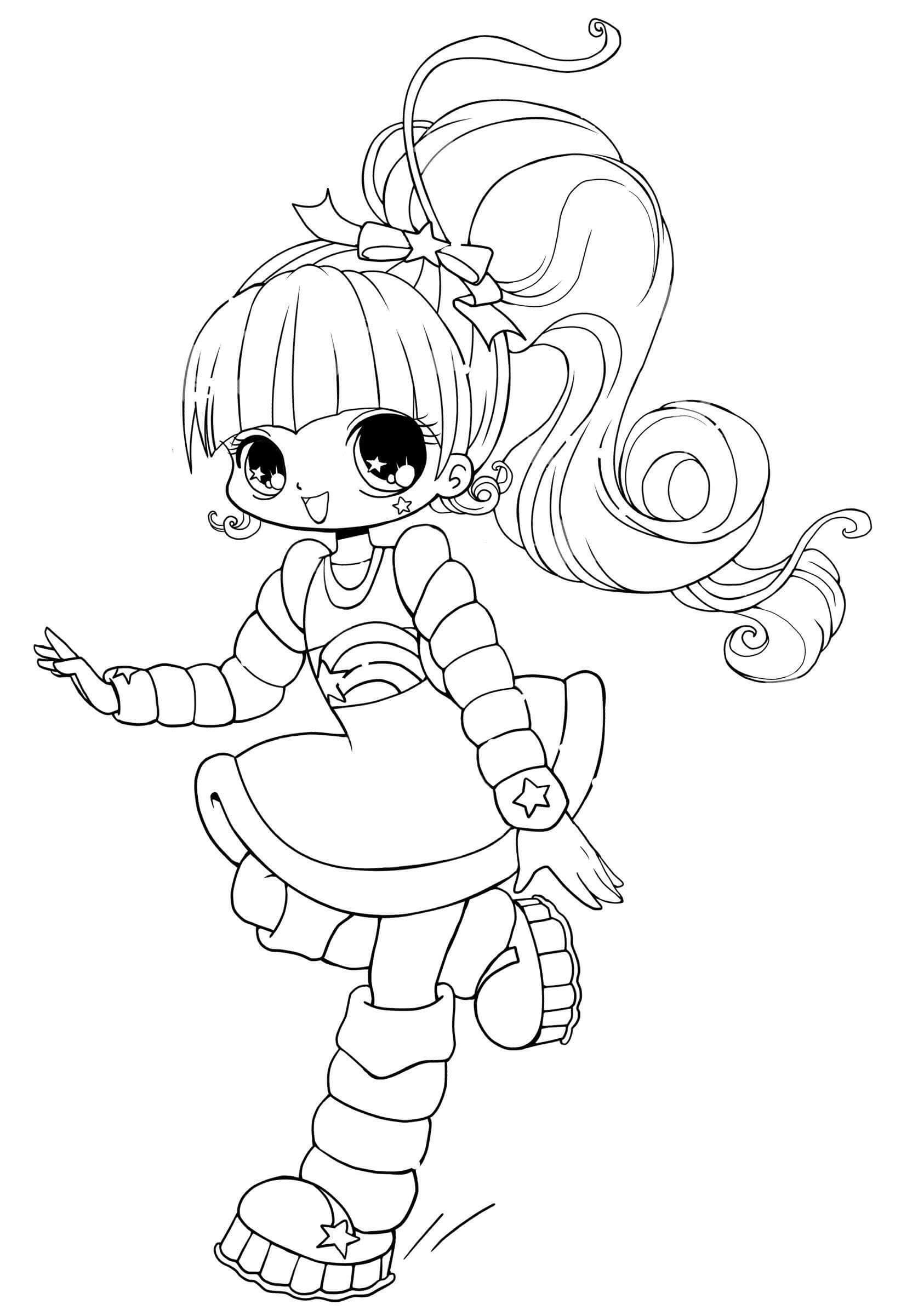 Desenhos de Kawaii Girl Correndo para colorir