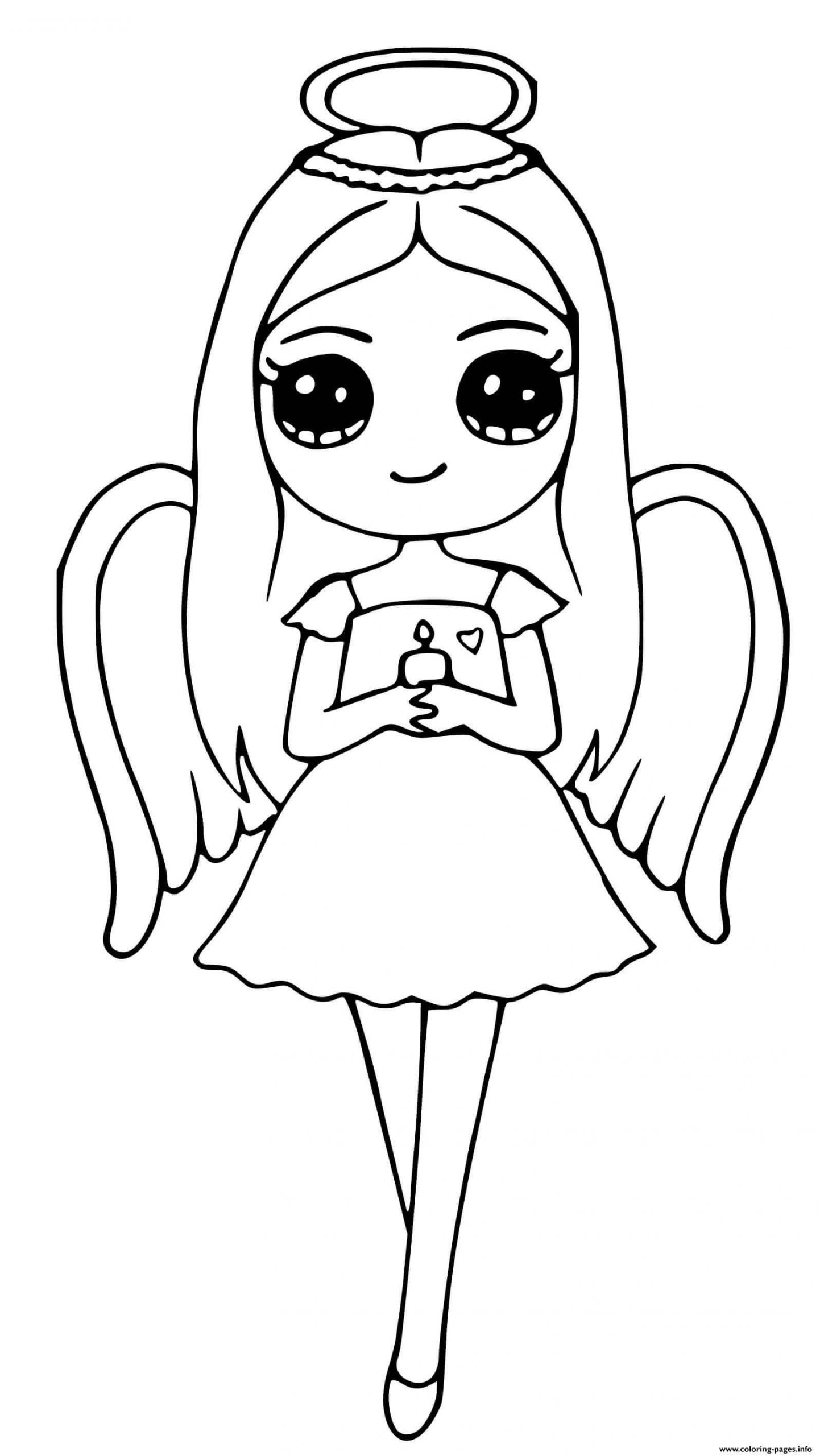 Desenhos de Menina Kawaii Anjo para colorir
