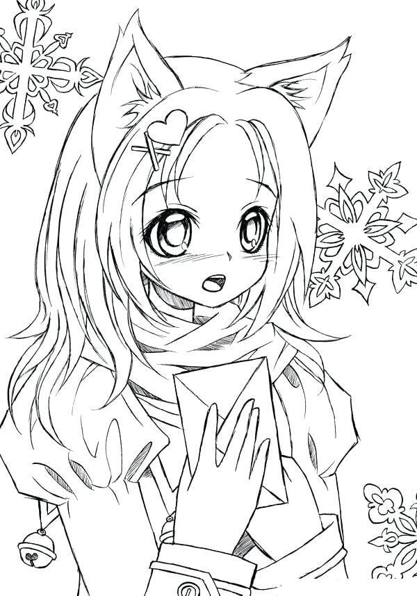 Desenhos de Menina Kawaii 16 para colorir