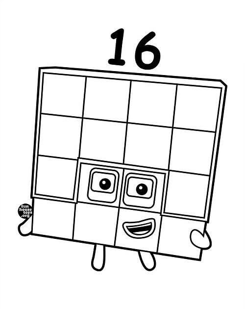 Desenhos de Numberblocks 16 para colorir