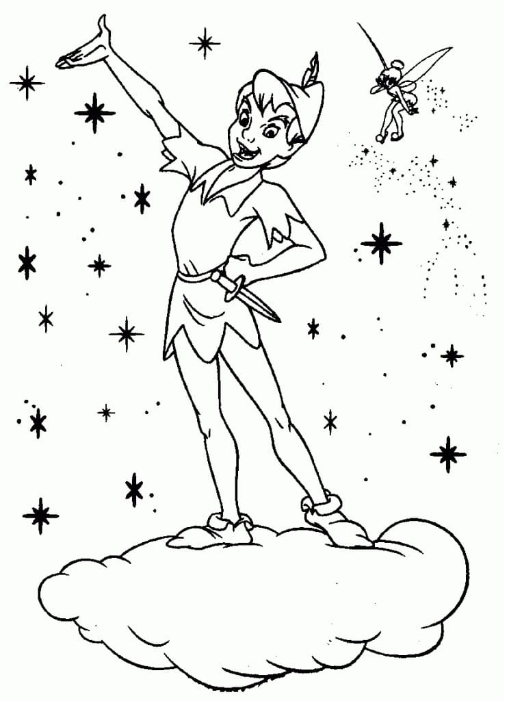 Desenhos de Peter Pan e Sininho para colorir