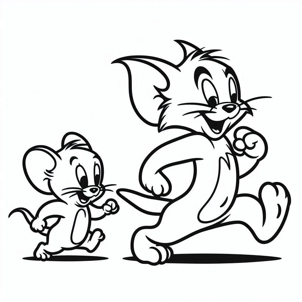 Tom e Jerry correm para colorir