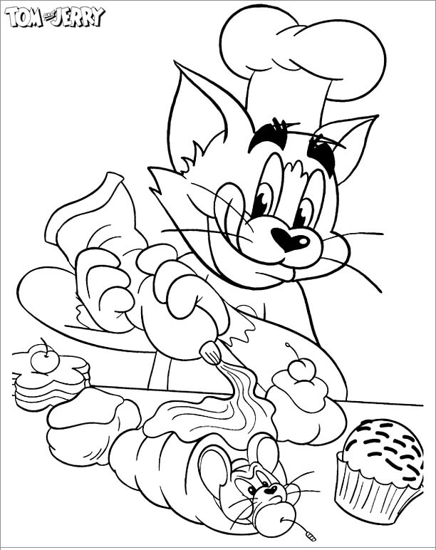 Desenhos de Chef Tom e Jerry Fofo para colorir