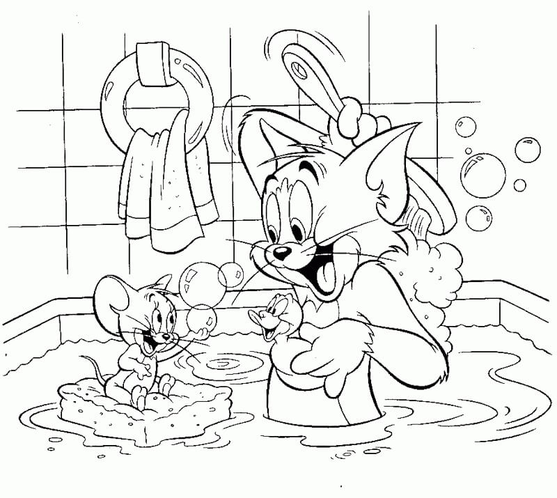 Desenhos de Chuveiro Tom e Jerry para colorir