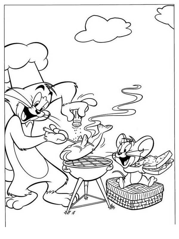 Desenhos de Comida grelhada Tom e Jerry para colorir